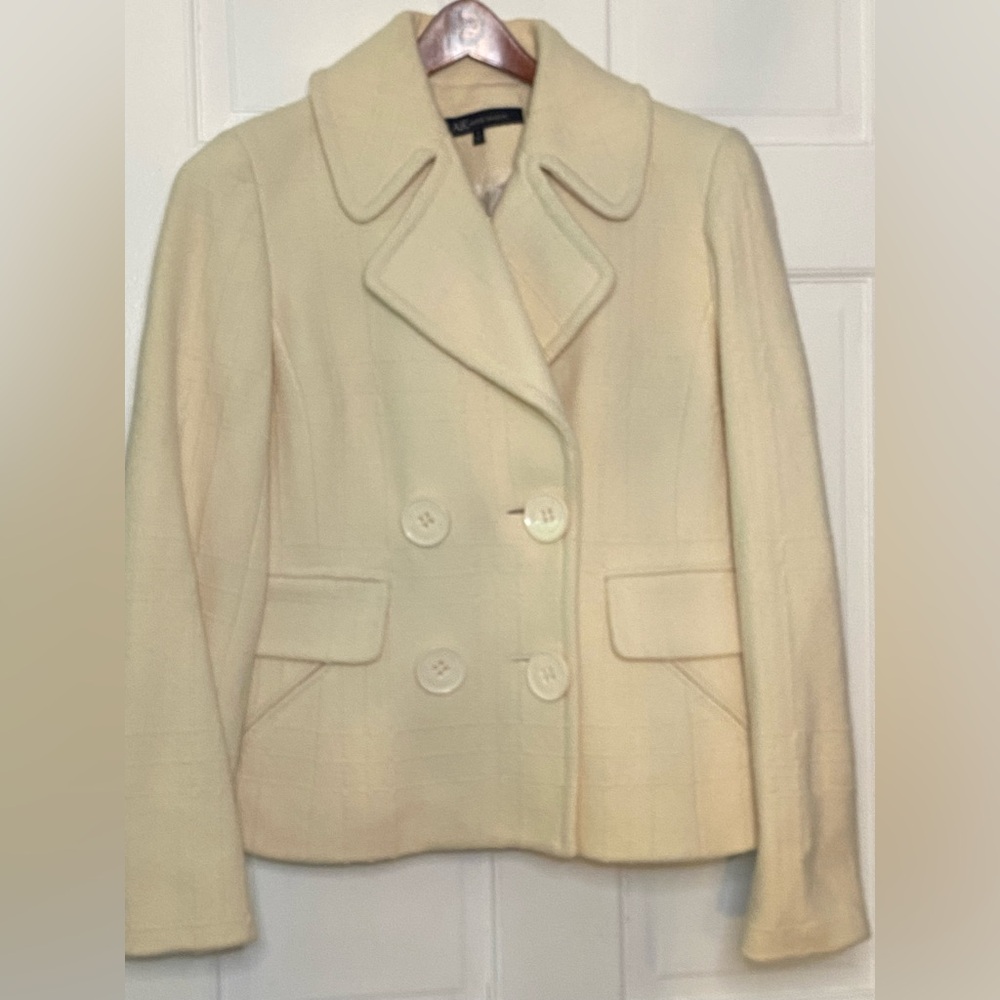 Anne Klein double breasted cream wool blazer